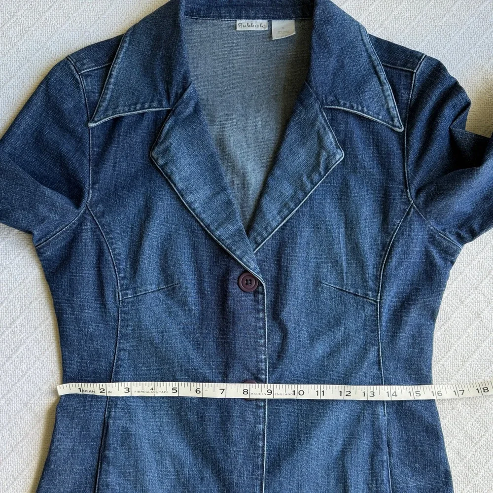 Rubbish Y2K‎ Denim Trench Coat Long Duster Jacket Dark Wash Indigo Small